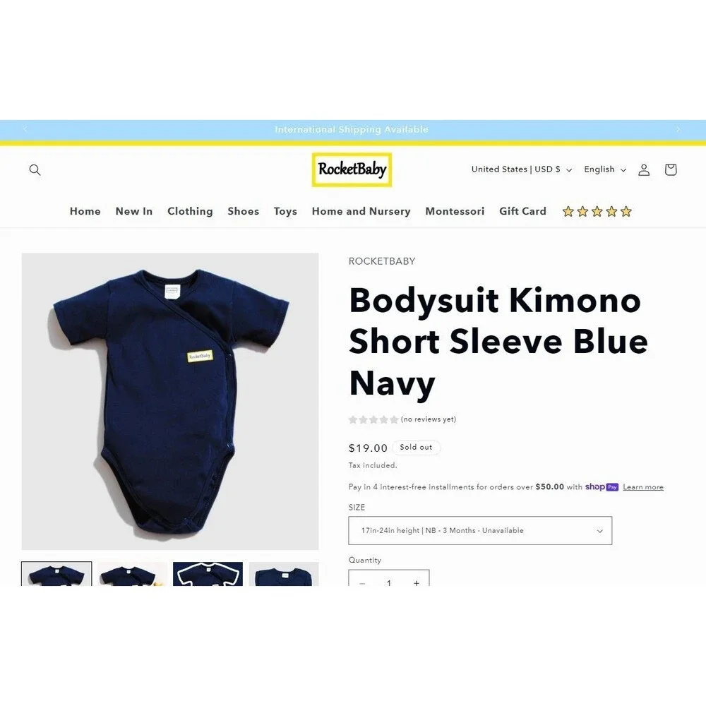 ROCKETBABY Bodysuit Kimono Short Sleeve Navy